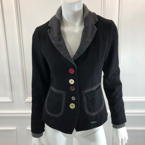 Desigual Jackets & Blazers - Desigual 38 Rainbow Blazer Wool Embroidered E3